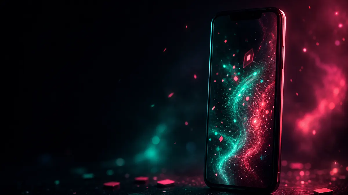 A dark smartphone emitting a glow of light, evoking mobile casino play